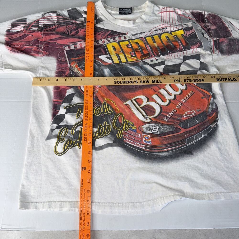 Vtg Dale Earnhardt Jr All Over Print Men Sz L Bud Beer REDHOT AOP Chase T-Shirt - Picture 9 of 12